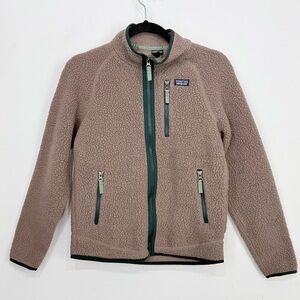 Patagonia Brown Green Full Zip Chunky Fleece Jacket